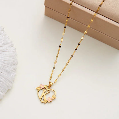 Stainless Steel Love Heart A-Z Letter Necklace