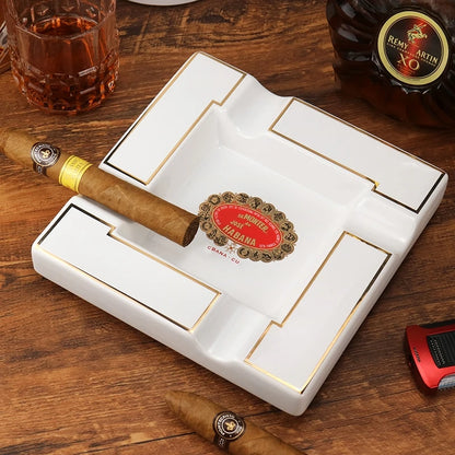 Large 4-Slot Ceramic Cigar Ashtray