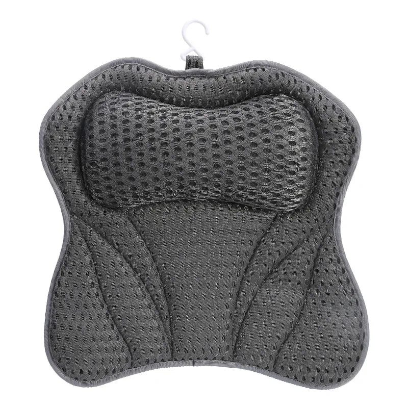 4D 6 Non-Slip Suction Cups Contouring Ergonomic Design Bathtub Neck Pillow