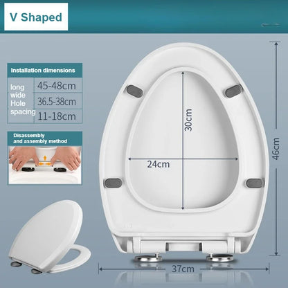 Quiet-Close Contoured Household Toilet Seat with Lid