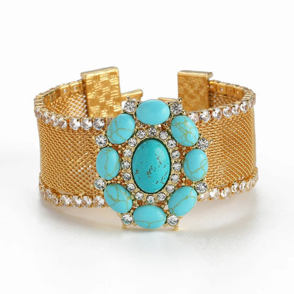 Antique Gold Plated Turquoise Natural Stone Bracelet