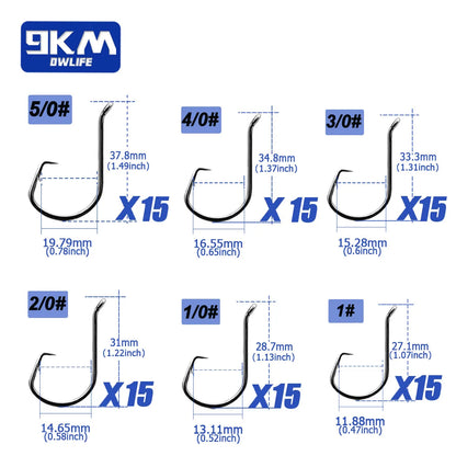 9KM Heavy-Duty High Carbon Steel Circle Fishing Hooks Set