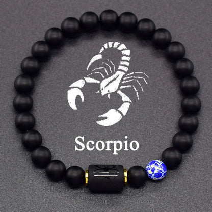 Natural Tiger Eye 12 Zodiac Bead Bracelet
