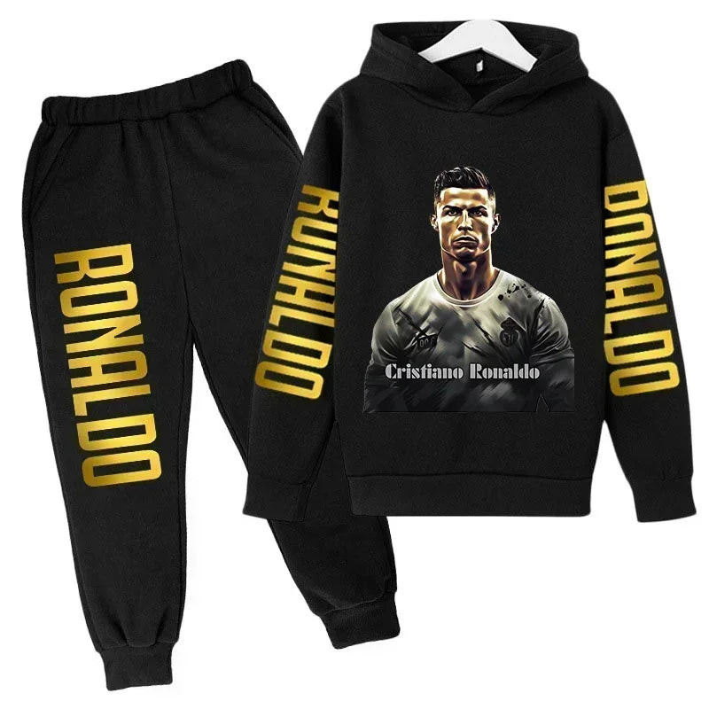 Ronaldo Print Hoodie + Pants Suit Set