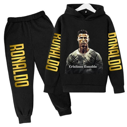 Ronaldo Print Hoodie + Pants Suit Set