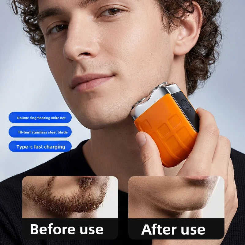 Portable Mini Electric Shaver – Rechargeable Cordless Dual-Blade Razor with Digital Display
