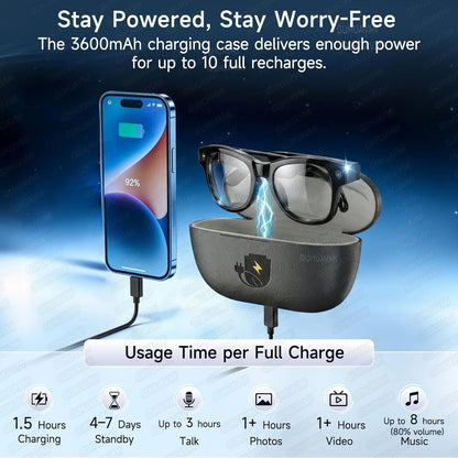 Smart AI Audio Video Glasses with 5MP HD Camera, 100+ Language Translation, ChatGPT & Bluetooth Audio