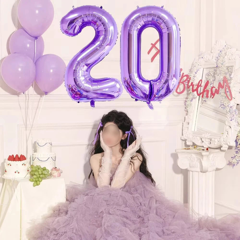 40-Inch Purple Number Foil Balloons