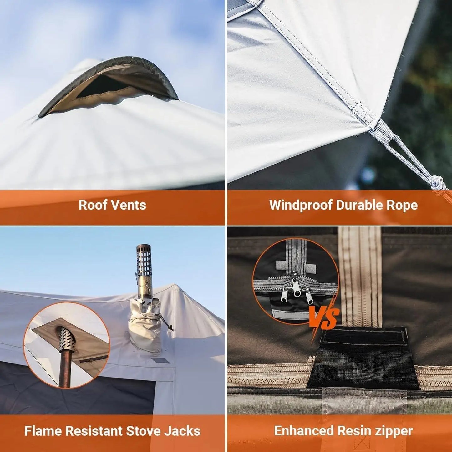 Large Waterproof & Windproof Tent w/Stove Jack