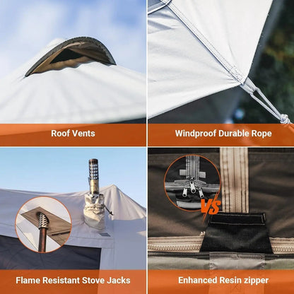 Large Waterproof & Windproof Tent w/Stove Jack