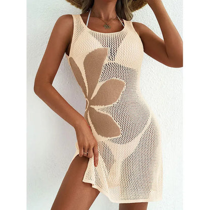 Knit O-Neck Sleeveless Bikini Cover-Ups