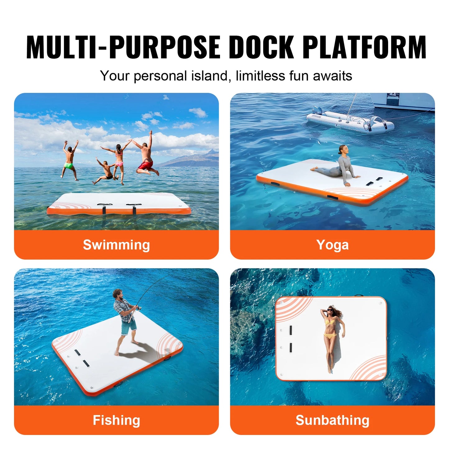 VEVOR Inflatable Floating Mat with Detachable Ladder