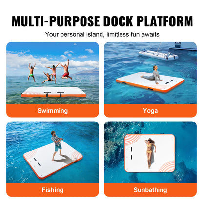 VEVOR Inflatable Floating Mat with Detachable Ladder