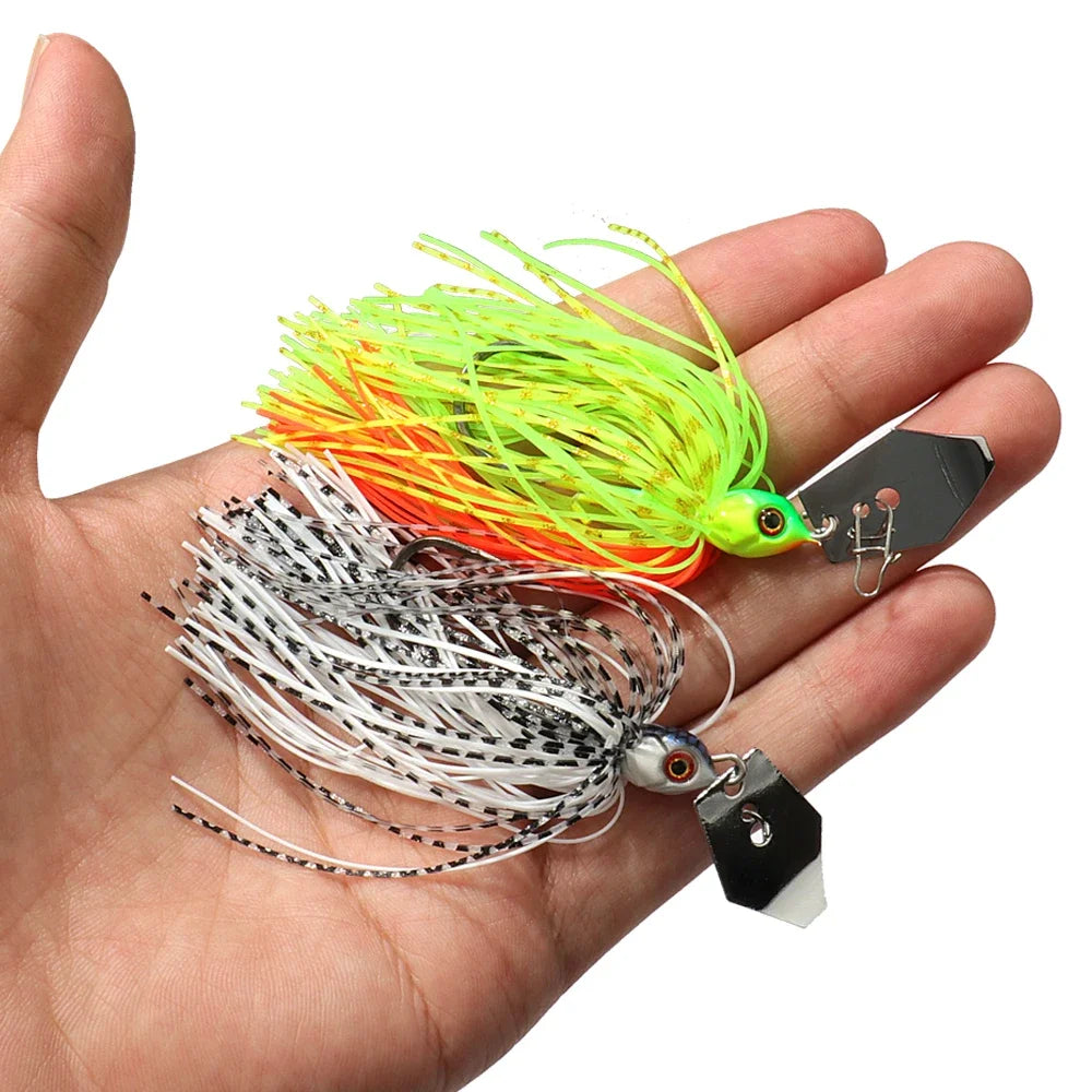 Chatter Weedless Metal Blade Rubber Jig Head Spinner Bait Lures Kit
