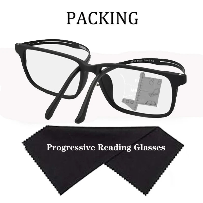 Unisex Progressive Reading Glasses - Anti-Blue Light Titanium Frame Eyewear