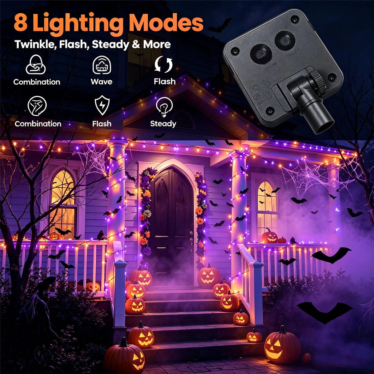 LED Solar Powered Outdoor Fairy String Lights - IP65 Waterproof 8 Modes Decoration