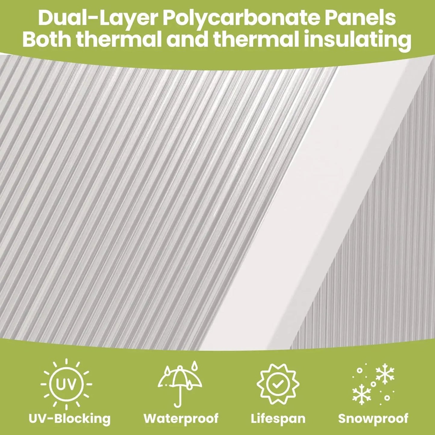 6x7ft Walk-in Kit Polycarbonate Roof Vent Heavy Duty Aluminum Frame