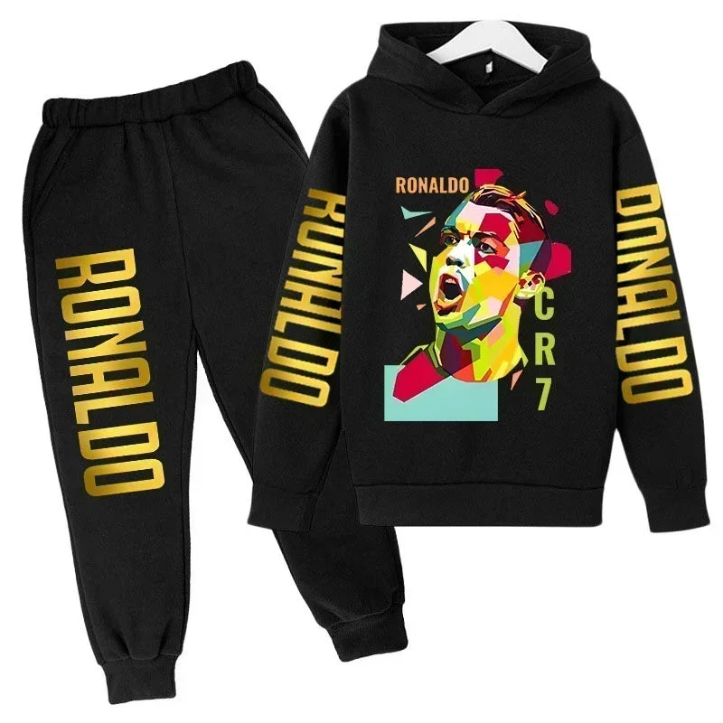 Ronaldo Print Hoodie + Pants Suit Set