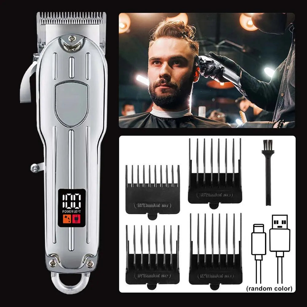 Professional 3-in-1 Hair Clipper & Trimmer Set – Cordless Grooming Kit with LCD Display