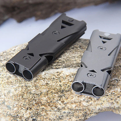Portable 180 db Aluminum Alloy Double Tube Lifesaving Emergency Whistle