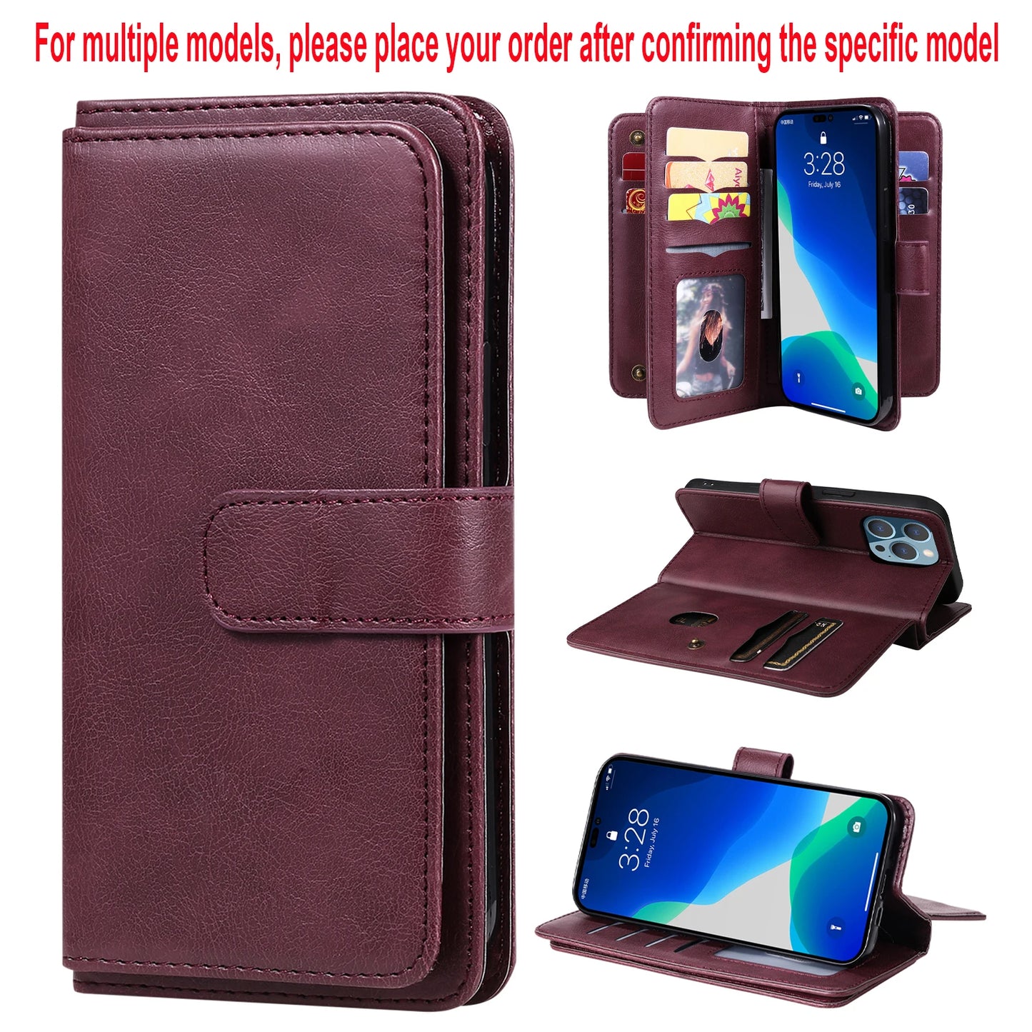 Samsung Leather Storage Compartment Flip Card Slot Wallet Case