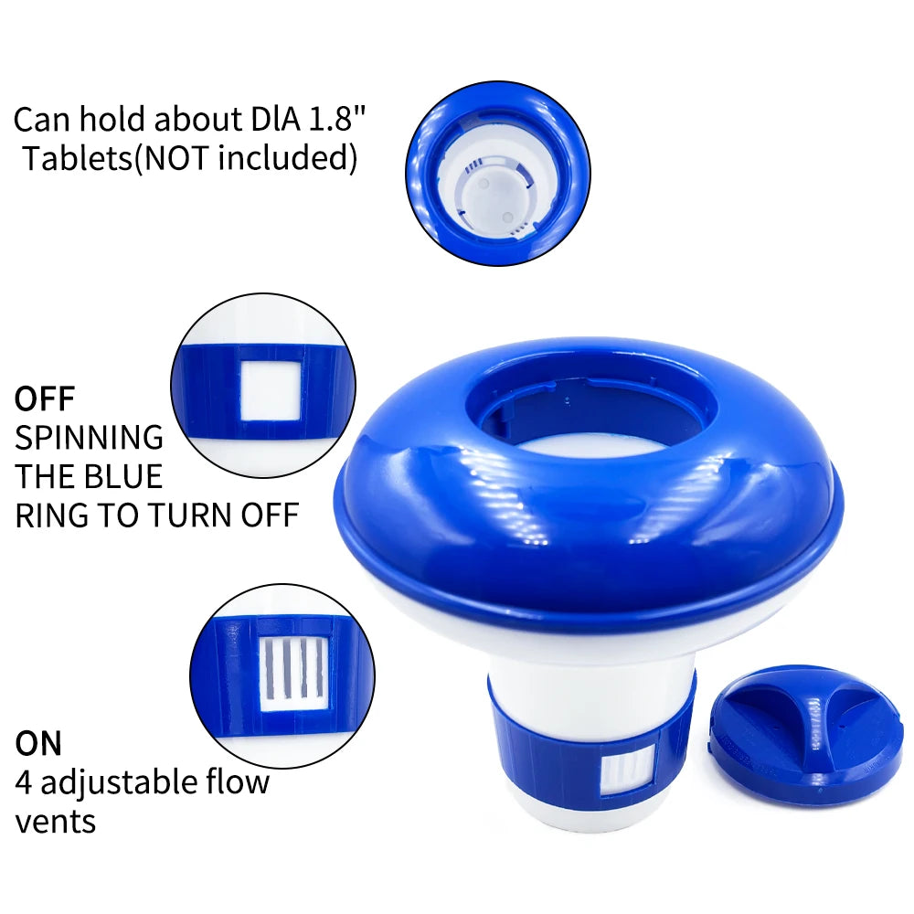 Floating Swimming Pool & Spa Chemical Dispenser - Chlorine & Bromine Tablet Floater