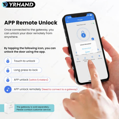 Bluetooth TTLock App Fingerprint Touch Screen Smart Lock