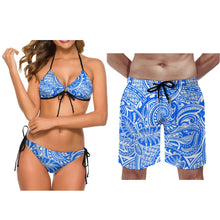 Printed Tie Color Couple Swimsuit