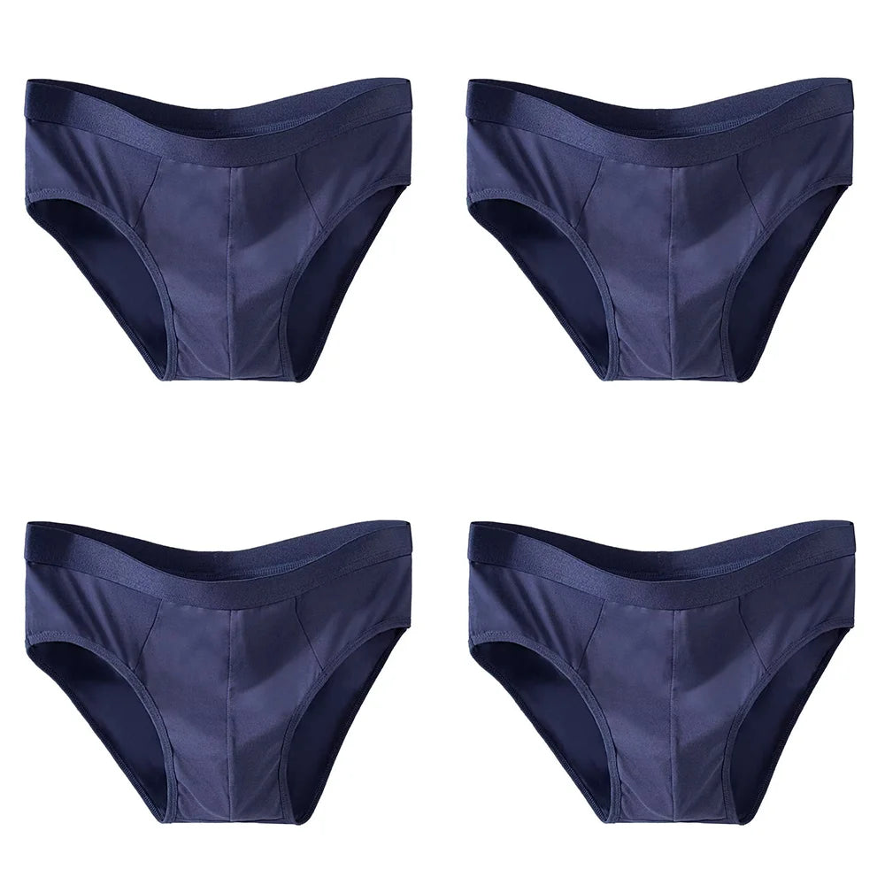 4-Piece Men's Ice Silk Breathable Briefs - Plus Size Bulge Pouch Underwear