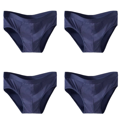 4-Piece Men's Ice Silk Breathable Briefs - Plus Size Bulge Pouch Underwear