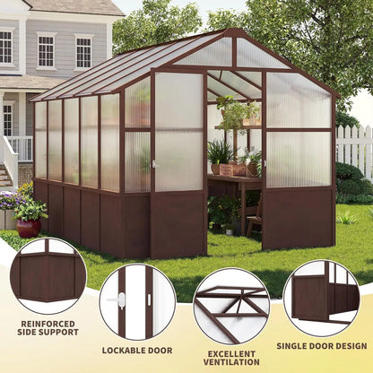Walk-In Wooden Greenhouse with 6mm Twin-Wall Polycarbonate Panels