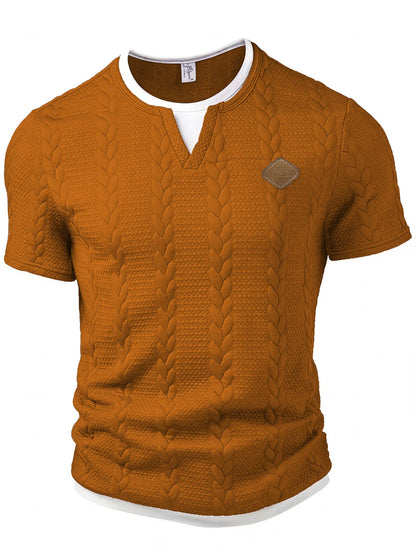 Men's Casual Striped Slim-Fit V-Neck Short Sleeve T-Shirt