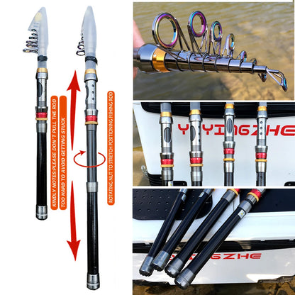 1.8-3.6m Carbon Fiber Fishing Rod And Reel Combo