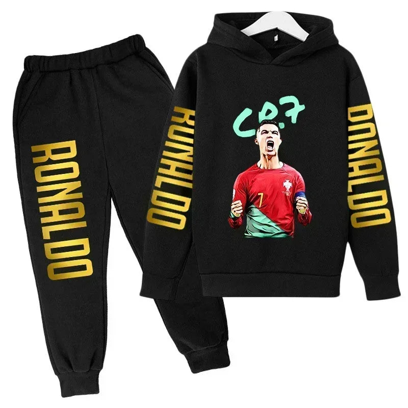 Ronaldo Print Hoodie + Pants Suit Set