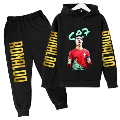 Ronaldo Print Hoodie + Pants Suit Set