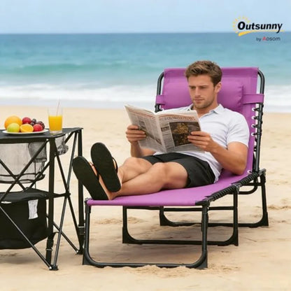 Folding Chaise Lounge Chair with 4-Position Reclining Back