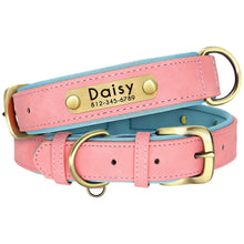 Leather Dog Collar Leash Set Soft Padded