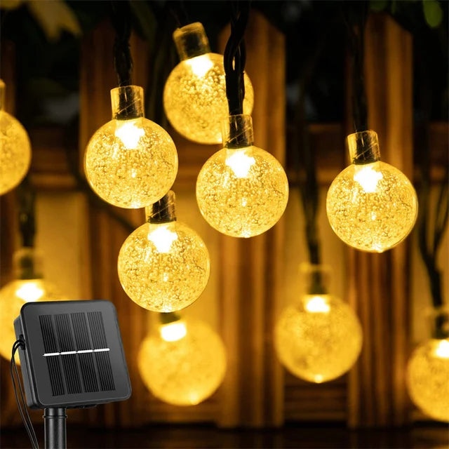 Solar Outdoor Crystal Globe String Lights with 8 Lighting Modes