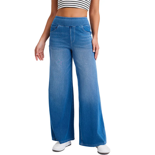 High Waist Stretch Denim Loose Wide Leg Jeans