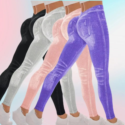 Sport Faux Skinny Seamless Fit Jean Leggings