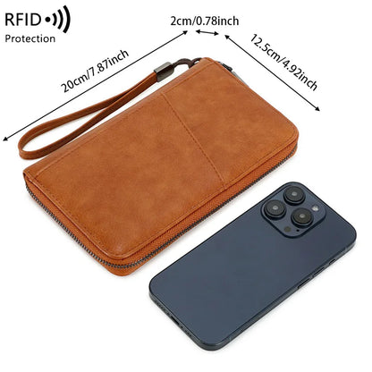 RFID Blocking Family Travel Passport Wallet – Zippered Multi-Card Organizer Wristlet
