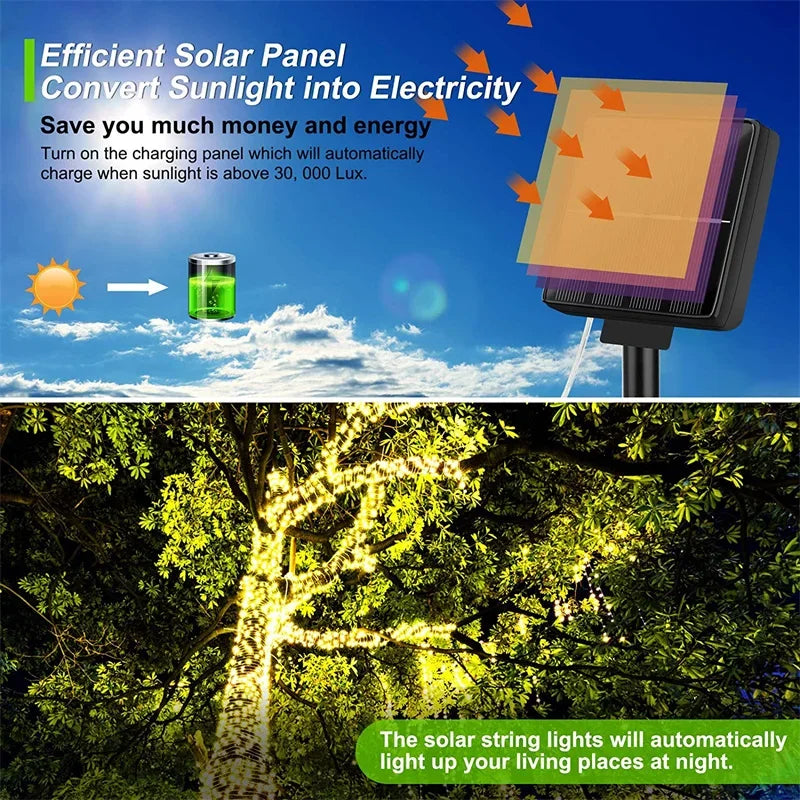 LED Solar String Fairy Lights for Outdoor Patio & Garden