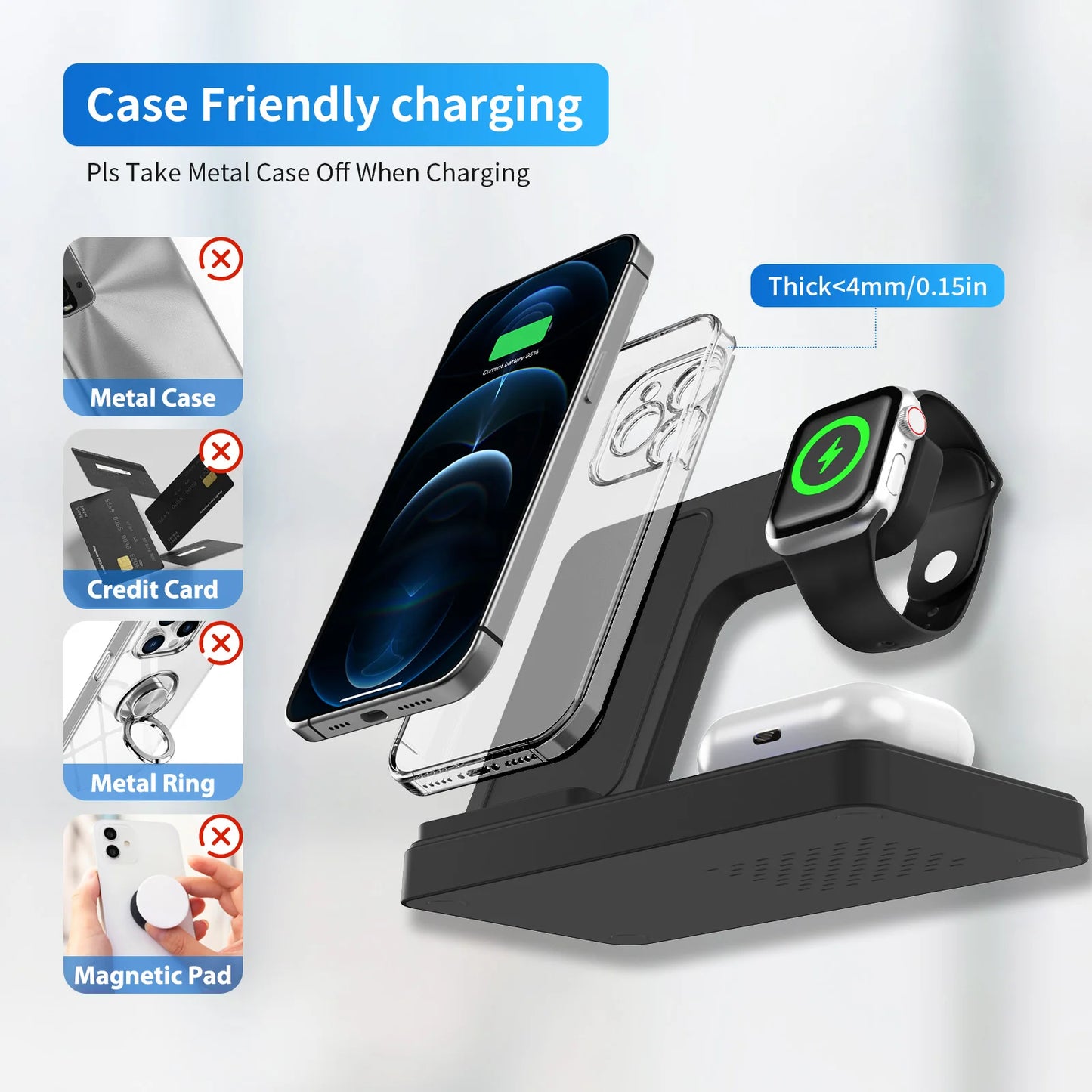 3 In 1 Wireless Charging Station Magnetic Fast Charging For iPhone