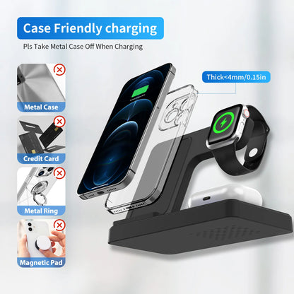 3 In 1 Wireless Charging Station Magnetic Fast Charging For iPhone