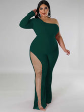 One Piece One Shoulder Single Sleeve Long Wide Foot Jumpsuit