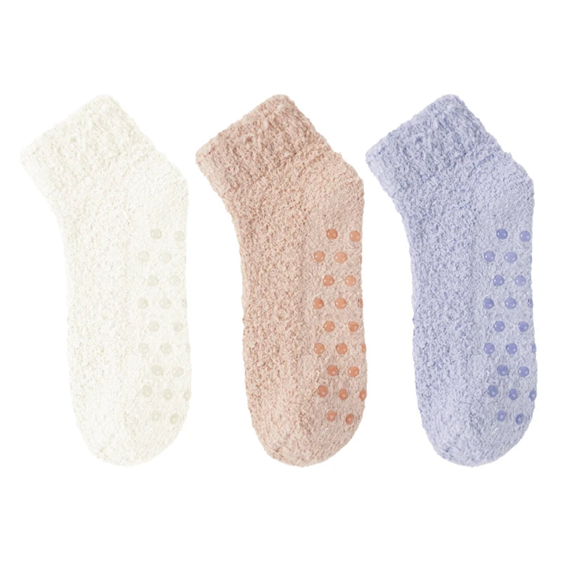 3 Pairs Non-Slip Coral Floor Socks