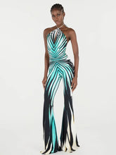 Fashion Printed Striped Skinny Flare Pants Jumpsuits