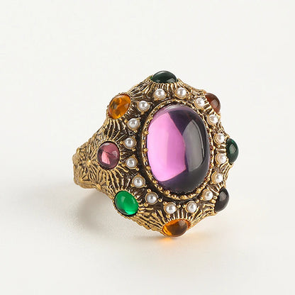 18K Gold-Plated Vintage Baroque Oval Ring