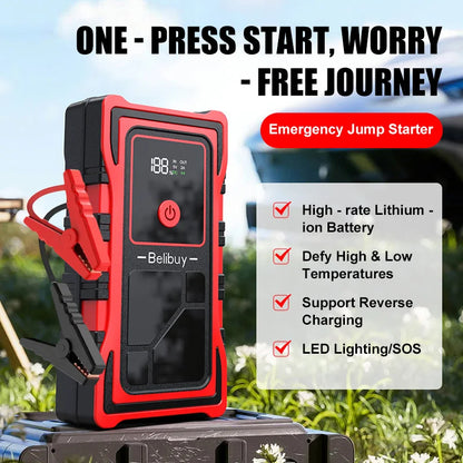 800A Peak 12V Portable Car Jump Starter – Emergency Battery Booster & Power Bank with LED Light