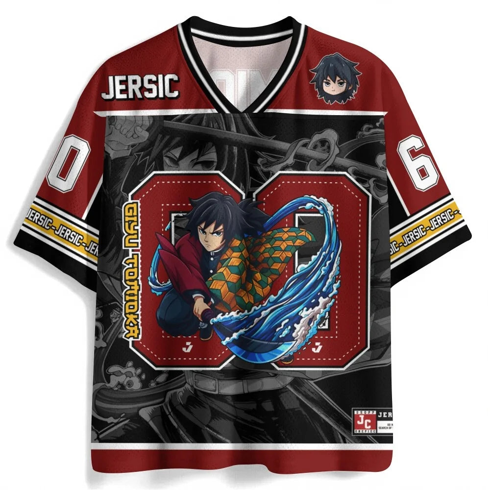 Demon Slayer Anime Oversize Jersey – Retro K-Pop Unisex Baseball & Hockey Sports T-Shirt